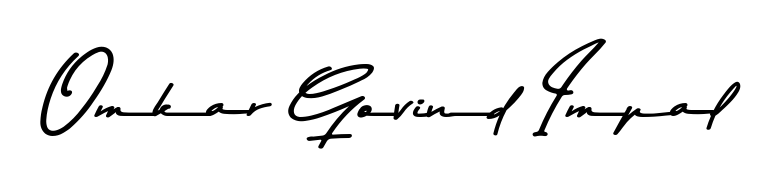 The Asem Kandis PERSONAL USE font transforms the name Omkar Govind Impal into an executive sign with sharp precision and distinguished character. Omkar Govind Impal signature style 9 images and pictures png