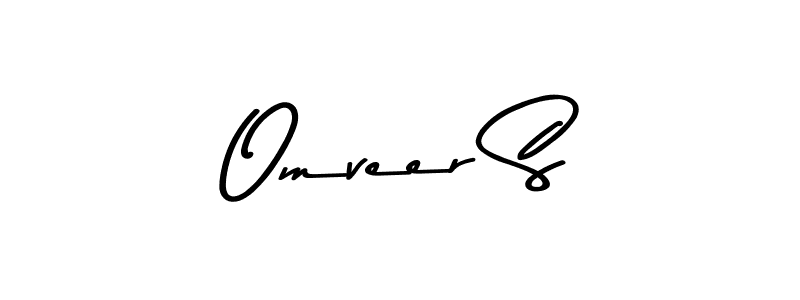 How to make Omveer S name signature. Use Asem Kandis PERSONAL USE style for creating short signs online. This is the latest handwritten sign. Omveer S signature style 9 images and pictures png