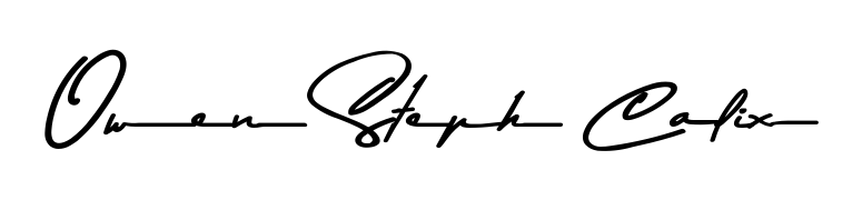 A classic penmanship look for Owen Steph Calix. The Asem Kandis PERSONAL USE font brings timeless elegance and confidence to every signed document. Owen Steph Calix signature style 9 images and pictures png