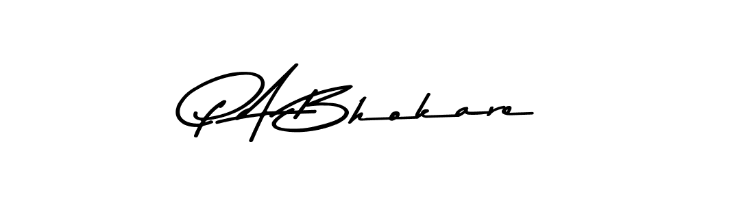 Create a beautiful signature design for name P A Bhokare. With this signature (Asem Kandis PERSONAL USE) fonts, you can make a handwritten signature for free. P A Bhokare signature style 9 images and pictures png