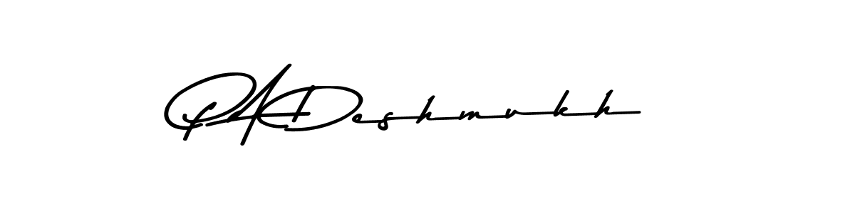 Design your own signature with our free online signature maker. With this signature software, you can create a handwritten (Asem Kandis PERSONAL USE) signature for name P A Deshmukh. P A Deshmukh signature style 9 images and pictures png