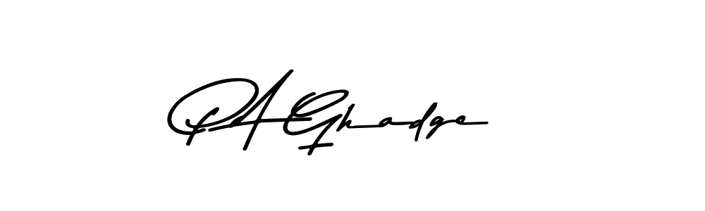 Create a beautiful signature design for name P A Ghadge. With this signature (Asem Kandis PERSONAL USE) fonts, you can make a handwritten signature for free. P A Ghadge signature style 9 images and pictures png