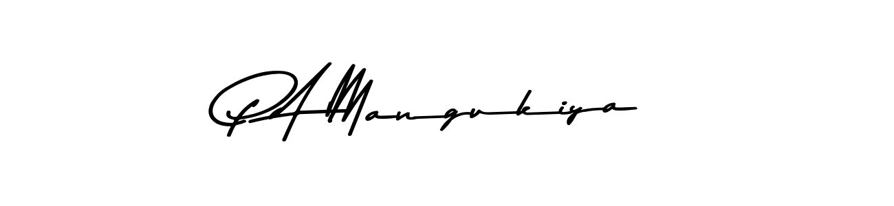 Make a beautiful signature design for name P A Mangukiya. With this signature (Asem Kandis PERSONAL USE) style, you can create a handwritten signature for free. P A Mangukiya signature style 9 images and pictures png