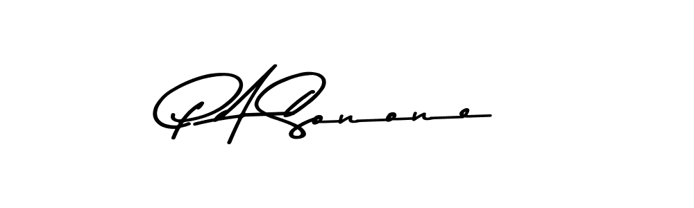 Make a beautiful signature design for name P A Sonone. With this signature (Asem Kandis PERSONAL USE) style, you can create a handwritten signature for free. P A Sonone signature style 9 images and pictures png