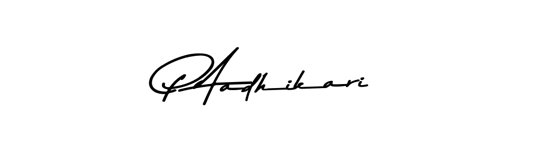The best way (Asem Kandis PERSONAL USE) to make a short signature is to pick only two or three words in your name. The name P Aadhikari include a total of six letters. For converting this name. P Aadhikari signature style 9 images and pictures png