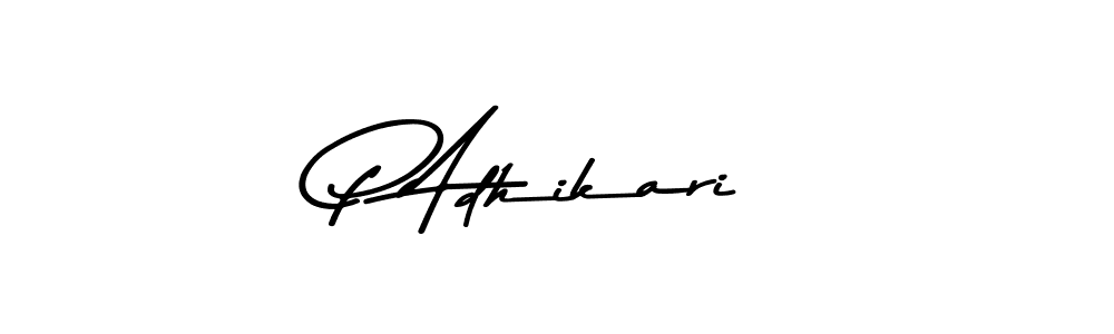 Create a beautiful signature design for name P Adhikari. With this signature (Asem Kandis PERSONAL USE) fonts, you can make a handwritten signature for free. P Adhikari signature style 9 images and pictures png