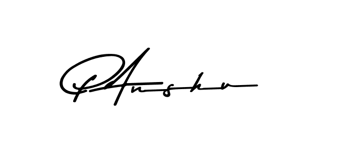 How to make P Anshu name signature. Use Asem Kandis PERSONAL USE style for creating short signs online. This is the latest handwritten sign. P Anshu signature style 9 images and pictures png