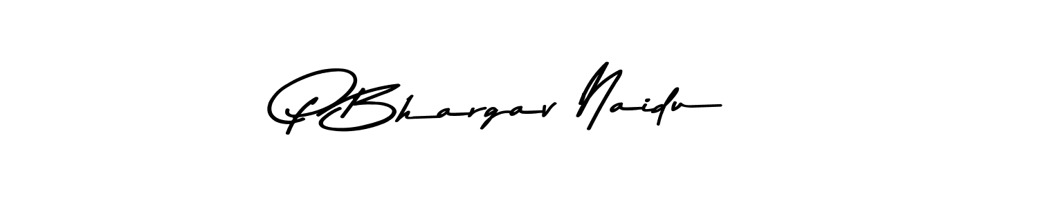 How to make P Bhargav Naidu name signature. Use Asem Kandis PERSONAL USE style for creating short signs online. This is the latest handwritten sign. P Bhargav Naidu signature style 9 images and pictures png