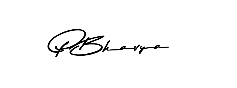 Create a beautiful signature design for name P Bhavya. With this signature (Asem Kandis PERSONAL USE) fonts, you can make a handwritten signature for free. P Bhavya signature style 9 images and pictures png