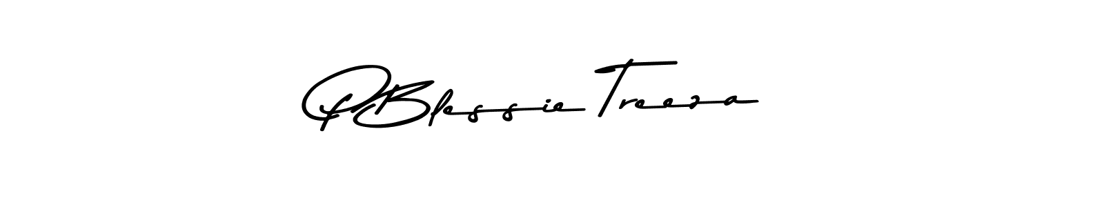 How to make P Blessie Treeza name signature. Use Asem Kandis PERSONAL USE style for creating short signs online. This is the latest handwritten sign. P Blessie Treeza signature style 9 images and pictures png