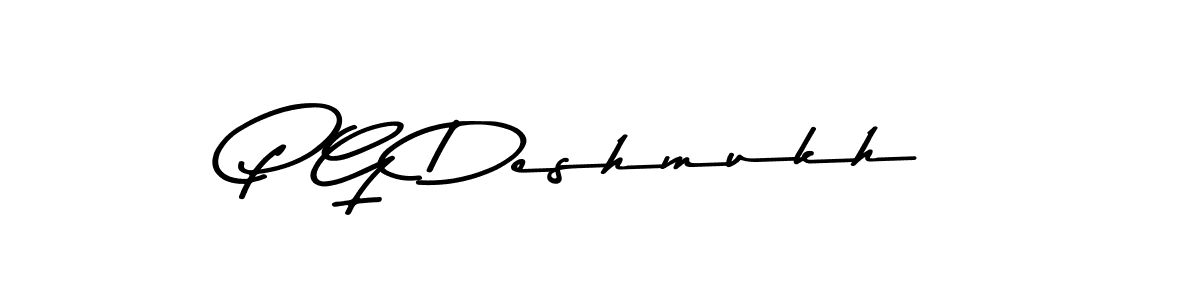 The best way (Asem Kandis PERSONAL USE) to make a short signature is to pick only two or three words in your name. The name P G Deshmukh include a total of six letters. For converting this name. P G Deshmukh signature style 9 images and pictures png
