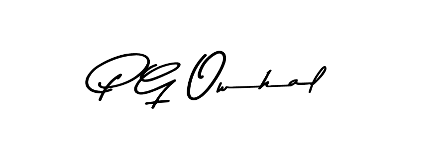 How to make P G Owhal name signature. Use Asem Kandis PERSONAL USE style for creating short signs online. This is the latest handwritten sign. P G Owhal signature style 9 images and pictures png