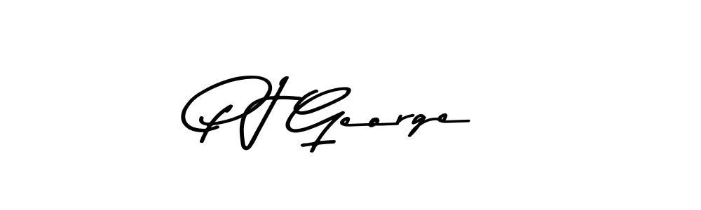 How to make P J George name signature. Use Asem Kandis PERSONAL USE style for creating short signs online. This is the latest handwritten sign. P J George signature style 9 images and pictures png