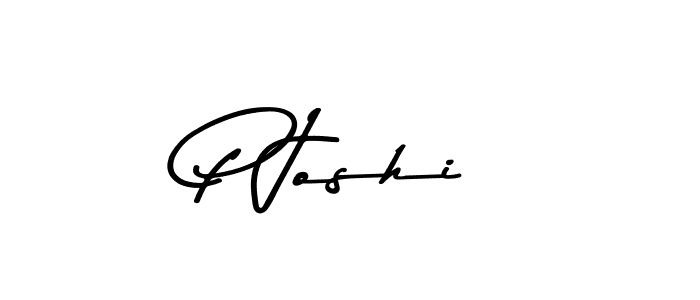 How to make P Joshi name signature. Use Asem Kandis PERSONAL USE style for creating short signs online. This is the latest handwritten sign. P Joshi signature style 9 images and pictures png