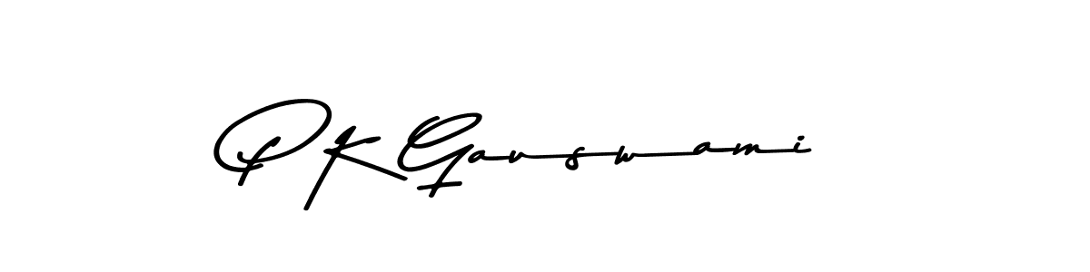 Make a beautiful signature design for name P K Gauswami. With this signature (Asem Kandis PERSONAL USE) style, you can create a handwritten signature for free. P K Gauswami signature style 9 images and pictures png