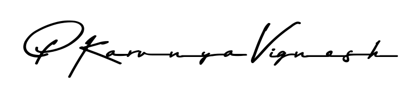 The Asem Kandis PERSONAL USE font gives name P Karunya Vignesh a signature that looks effortless yet distinguished. Download high-res PNG instantly. P Karunya Vignesh signature style 9 images and pictures png