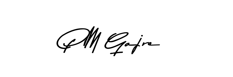 How to make P M Gajre name signature. Use Asem Kandis PERSONAL USE style for creating short signs online. This is the latest handwritten sign. P M Gajre signature style 9 images and pictures png