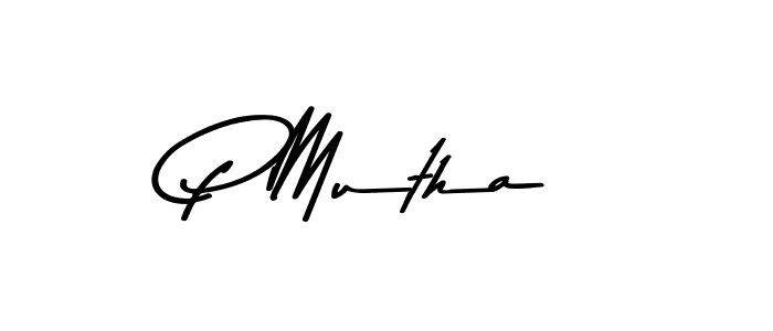 Create a beautiful signature design for name P Mutha. With this signature (Asem Kandis PERSONAL USE) fonts, you can make a handwritten signature for free. P Mutha signature style 9 images and pictures png