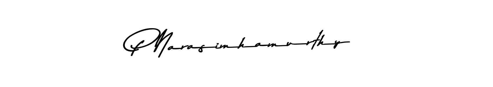 How to make P Narasimhamurthy name signature. Use Asem Kandis PERSONAL USE style for creating short signs online. This is the latest handwritten sign. P Narasimhamurthy signature style 9 images and pictures png