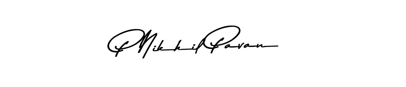 Create a beautiful signature design for name P Nikhil Pavan. With this signature (Asem Kandis PERSONAL USE) fonts, you can make a handwritten signature for free. P Nikhil Pavan signature style 9 images and pictures png