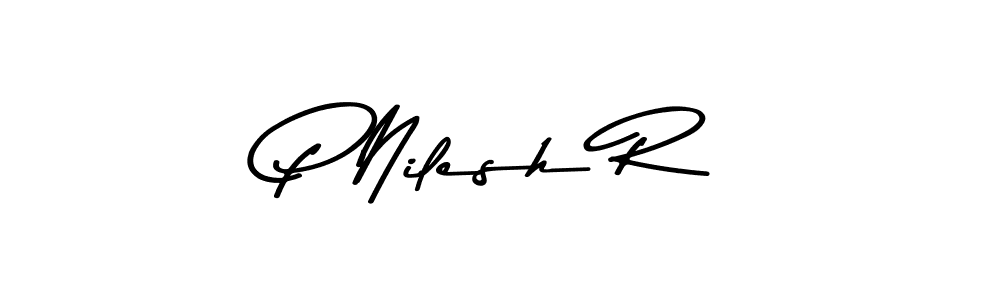 How to make P Nilesh R name signature. Use Asem Kandis PERSONAL USE style for creating short signs online. This is the latest handwritten sign. P Nilesh R signature style 9 images and pictures png