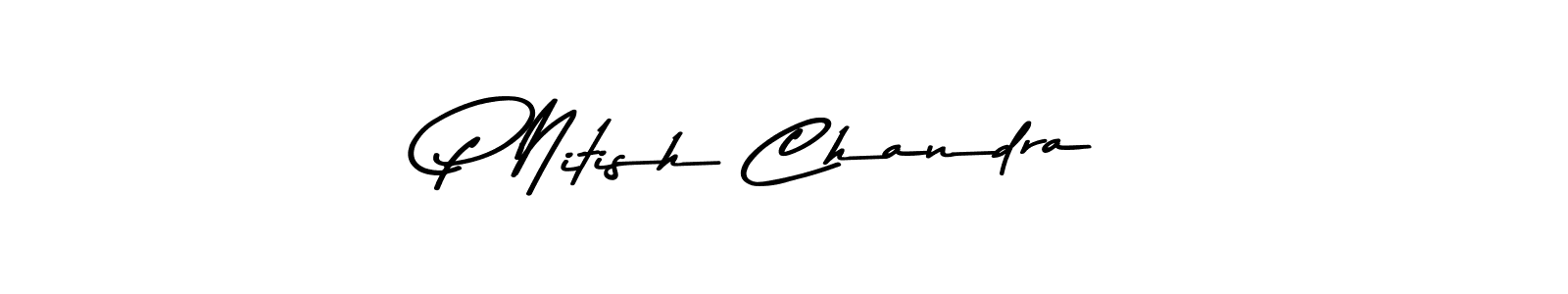 The best way (Asem Kandis PERSONAL USE) to make a short signature is to pick only two or three words in your name. The name P Nitish Chandra include a total of six letters. For converting this name. P Nitish Chandra signature style 9 images and pictures png