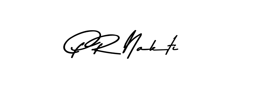 How to make P R Nakti name signature. Use Asem Kandis PERSONAL USE style for creating short signs online. This is the latest handwritten sign. P R Nakti signature style 9 images and pictures png