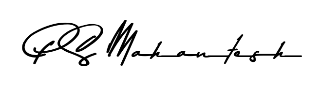 A sleek calligraphic signature for name P S Mahantesh utilizing Asem Kandis PERSONAL USE styling. Great for adding personal signatures to photos and art. P S Mahantesh signature style 9 images and pictures png