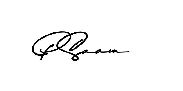 How to make P Saam name signature. Use Asem Kandis PERSONAL USE style for creating short signs online. This is the latest handwritten sign. P Saam signature style 9 images and pictures png