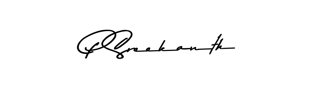 How to make P Sreekanth name signature. Use Asem Kandis PERSONAL USE style for creating short signs online. This is the latest handwritten sign. P Sreekanth signature style 9 images and pictures png