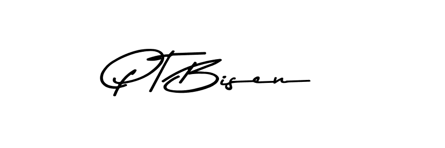 The best way (Asem Kandis PERSONAL USE) to make a short signature is to pick only two or three words in your name. The name P T Bisen include a total of six letters. For converting this name. P T Bisen signature style 9 images and pictures png