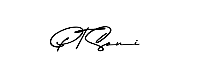 The best way (Asem Kandis PERSONAL USE) to make a short signature is to pick only two or three words in your name. The name P T Soni include a total of six letters. For converting this name. P T Soni signature style 9 images and pictures png