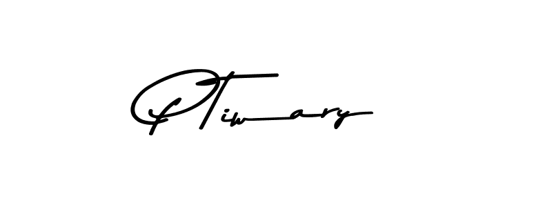 How to make P Tiwary name signature. Use Asem Kandis PERSONAL USE style for creating short signs online. This is the latest handwritten sign. P Tiwary signature style 9 images and pictures png