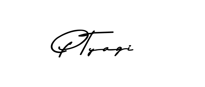 Create a beautiful signature design for name P Tyagi. With this signature (Asem Kandis PERSONAL USE) fonts, you can make a handwritten signature for free. P Tyagi signature style 9 images and pictures png