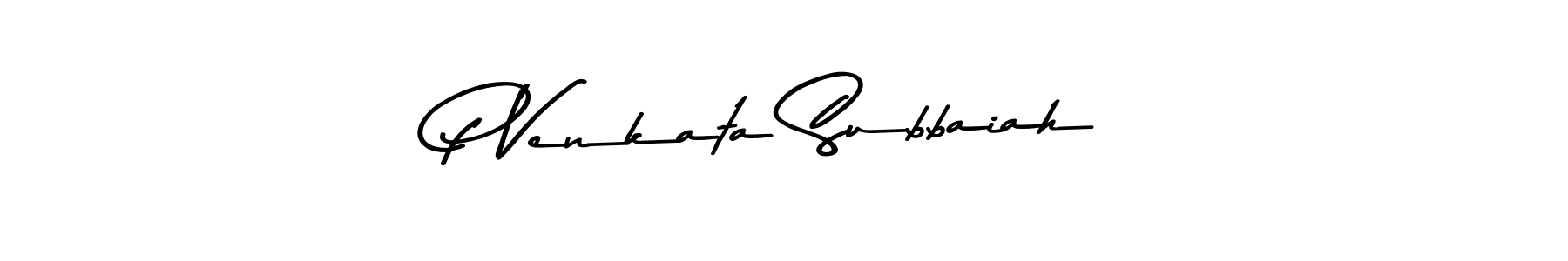 How to make P Venkata Subbaiah name signature. Use Asem Kandis PERSONAL USE style for creating short signs online. This is the latest handwritten sign. P Venkata Subbaiah signature style 9 images and pictures png