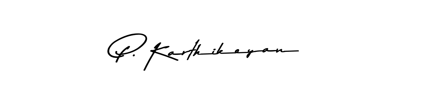 How to make P. Karthikeyan name signature. Use Asem Kandis PERSONAL USE style for creating short signs online. This is the latest handwritten sign. P. Karthikeyan signature style 9 images and pictures png