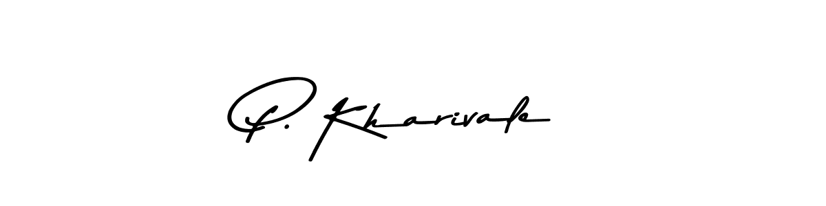 The best way (Asem Kandis PERSONAL USE) to make a short signature is to pick only two or three words in your name. The name P. Kharivale include a total of six letters. For converting this name. P. Kharivale signature style 9 images and pictures png