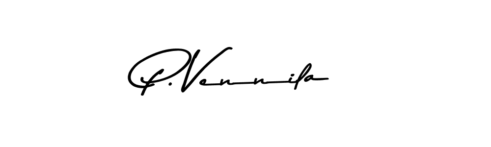 How to make P. Vennila name signature. Use Asem Kandis PERSONAL USE style for creating short signs online. This is the latest handwritten sign. P. Vennila signature style 9 images and pictures png