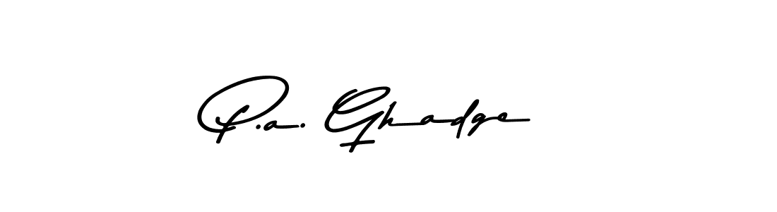 How to make P.a. Ghadge name signature. Use Asem Kandis PERSONAL USE style for creating short signs online. This is the latest handwritten sign. P.a. Ghadge signature style 9 images and pictures png