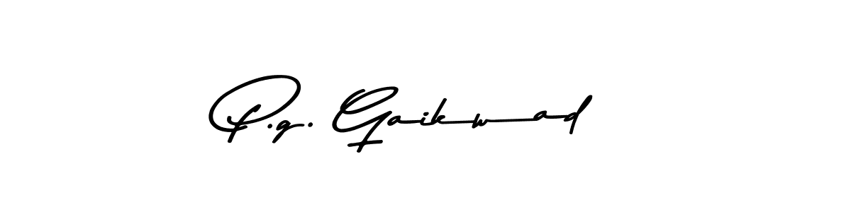 Create a beautiful signature design for name P.g. Gaikwad. With this signature (Asem Kandis PERSONAL USE) fonts, you can make a handwritten signature for free. P.g. Gaikwad signature style 9 images and pictures png