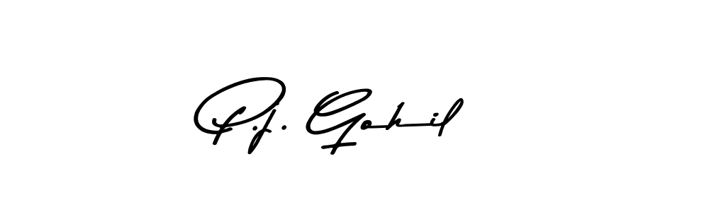 Make a beautiful signature design for name P.j. Gohil. With this signature (Asem Kandis PERSONAL USE) style, you can create a handwritten signature for free. P.j. Gohil signature style 9 images and pictures png