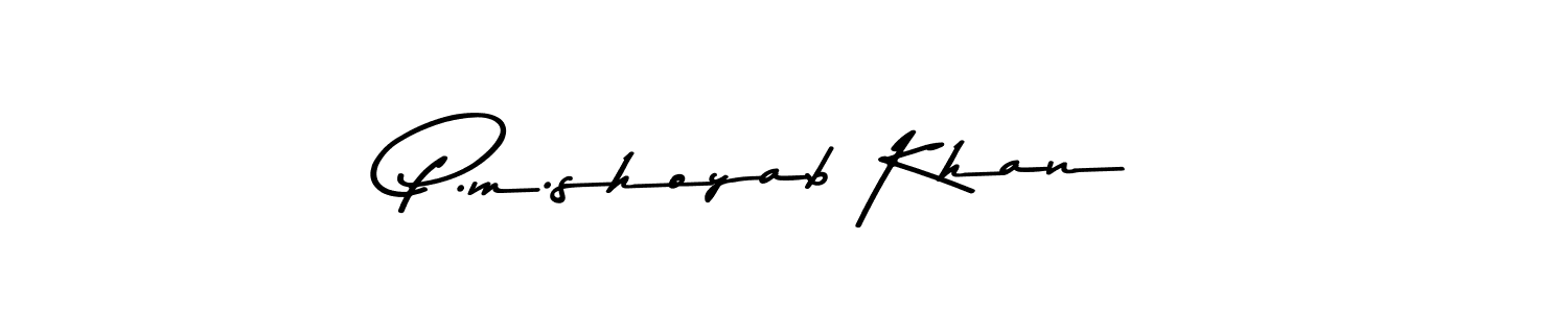 This is the best signature style for the P.m.shoyab Khan name. Also you like these signature font (Asem Kandis PERSONAL USE). Mix name signature. P.m.shoyab Khan signature style 9 images and pictures png