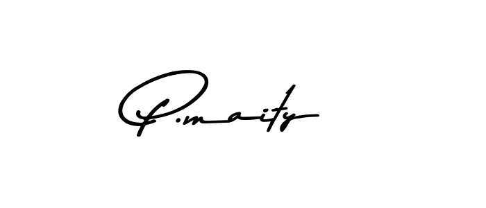 How to make P.maity name signature. Use Asem Kandis PERSONAL USE style for creating short signs online. This is the latest handwritten sign. P.maity signature style 9 images and pictures png