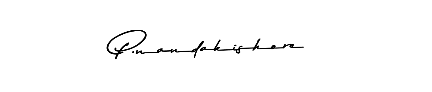 How to make P.nandakishore name signature. Use Asem Kandis PERSONAL USE style for creating short signs online. This is the latest handwritten sign. P.nandakishore signature style 9 images and pictures png
