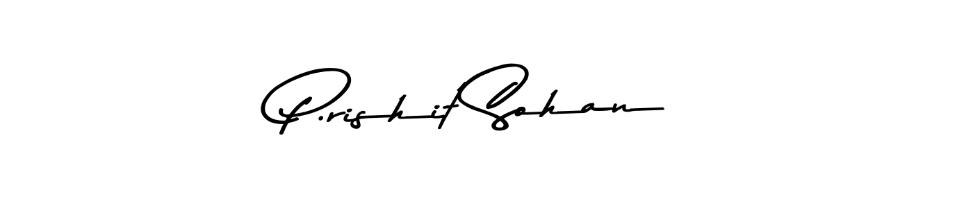 How to make P.rishit Sohan name signature. Use Asem Kandis PERSONAL USE style for creating short signs online. This is the latest handwritten sign. P.rishit Sohan signature style 9 images and pictures png