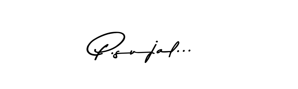 Create a beautiful signature design for name P.sujal.... With this signature (Asem Kandis PERSONAL USE) fonts, you can make a handwritten signature for free. P.sujal... signature style 9 images and pictures png