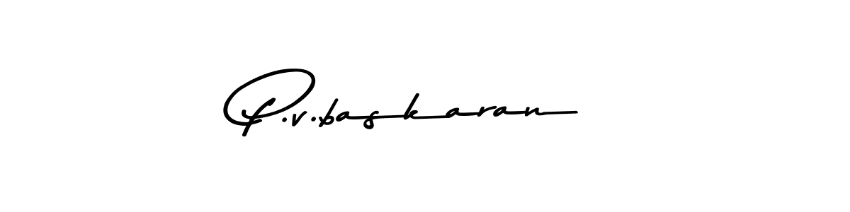 Create a beautiful signature design for name P.v.baskaran. With this signature (Asem Kandis PERSONAL USE) fonts, you can make a handwritten signature for free. P.v.baskaran signature style 9 images and pictures png