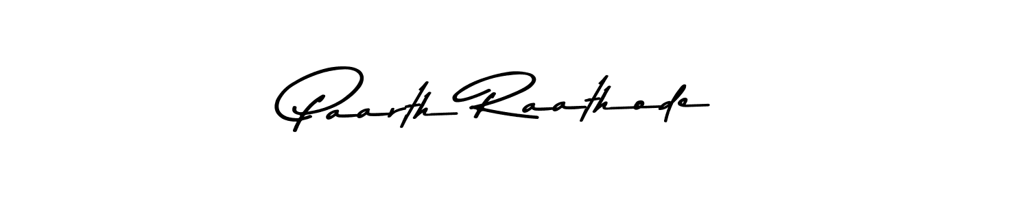 How to make Paarth Raathode name signature. Use Asem Kandis PERSONAL USE style for creating short signs online. This is the latest handwritten sign. Paarth Raathode signature style 9 images and pictures png