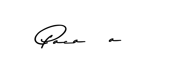 How to make PacaÑa name signature. Use Asem Kandis PERSONAL USE style for creating short signs online. This is the latest handwritten sign. PacaÑa signature style 9 images and pictures png