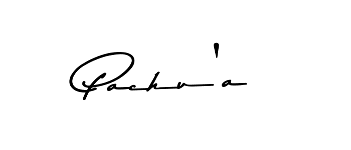 How to make Pachu'a name signature. Use Asem Kandis PERSONAL USE style for creating short signs online. This is the latest handwritten sign. Pachu'a signature style 9 images and pictures png